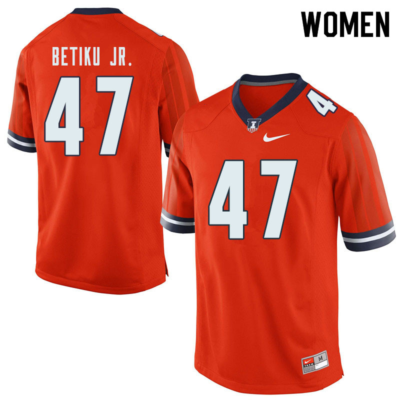 Women #47 Oluwole Betiku Jr. Illinois Fighting Illini College Football Jerseys Sale-Orange